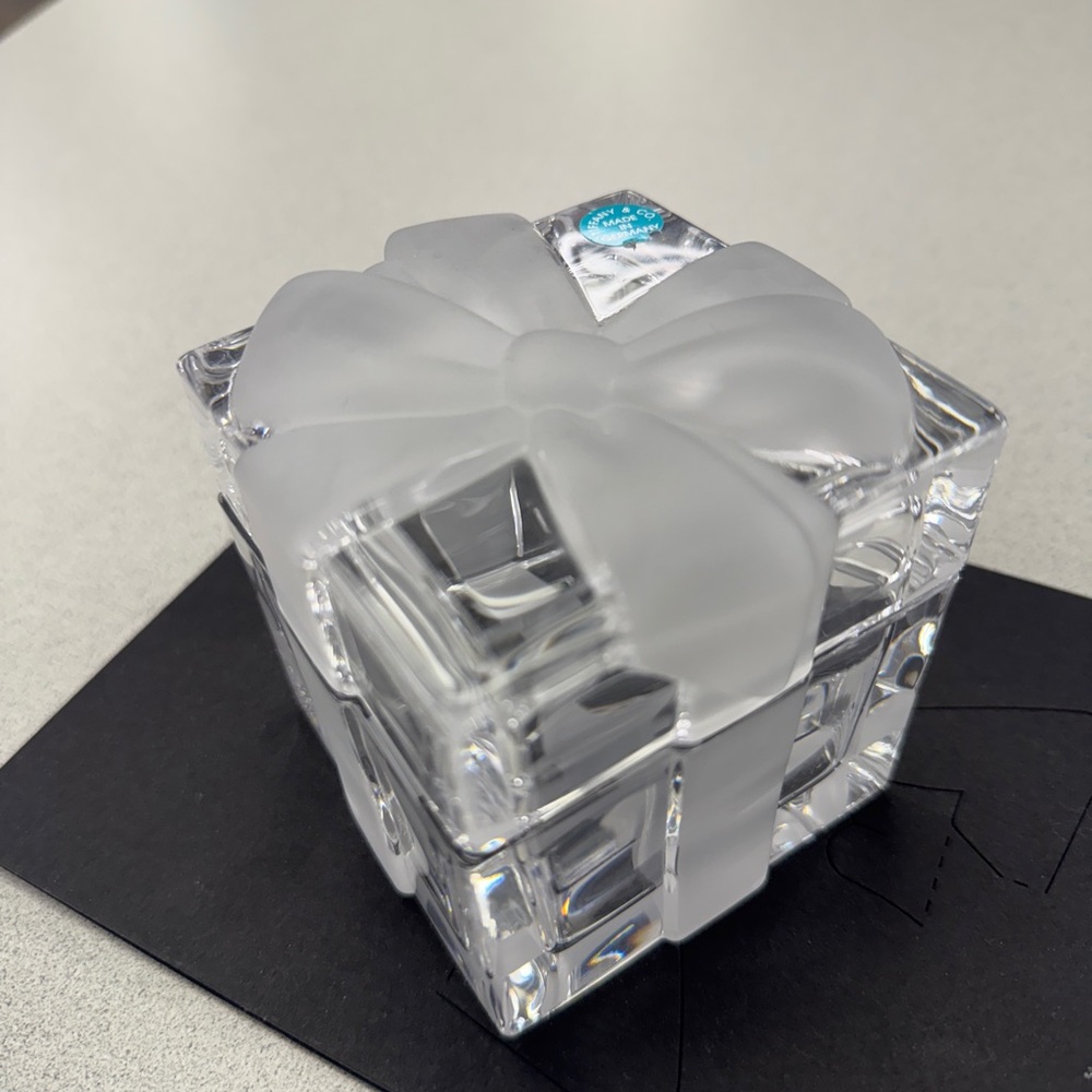 Tiffanys glass “blue box” with bow.